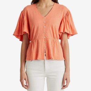 NWT Lauren Ralph Lauren Black Label Coral top. Orig. $79.5 Size Petite Medium